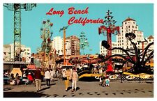 Cartão postal antigo Pike and Fun Zone, Long Beach CA Ferris Wheel Rides S09 comprar usado  Enviando para Brazil