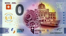 Banknot zerowy euro - banknot 0 euro - Szwajcaria - Berno - Biel 2025-1 Anniversary na sprzedaż  Wysyłka do Poland