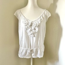 Blusa branca vintage Y2K Abercrombie and Fitch pura gaze algodão flor boné manga comprar usado  Enviando para Brazil