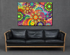 Arte em tela abstrata arco-íris flores coloridas psicodélicas brilhantes vibrantes comprar usado  Enviando para Brazil