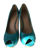 shoes aqua heel blue wedges for sale  EXETER