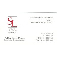 Leasing personelu Texas Debbie Steele Denny Corpus Christi TX Karta STK2-BC4-10 na sprzedaż  Wysyłka do Poland
