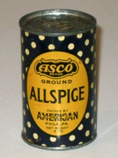 Vintage 1920 ASCO Ground Allspice Publicidade LATA! Lata de especiarias American Stores! comprar usado  Enviando para Brazil