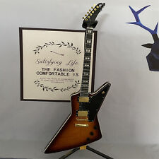 Guitarra elétrica Explorer Sunburst corpo chama bordo topo preto Pickguard peça dourada comprar usado  Enviando para Brazil