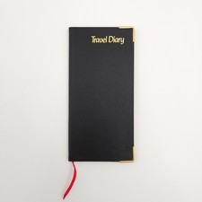 Livro diário de viagem Letts of London vintage não usado couro preto ligado acabamento dourado comprar usado  Enviando para Brazil
