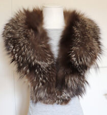 Piel Bufanda Zorro Plateado Cuello Esquina Abrigo Capa Chaqueta Vintage Braun, usado comprar usado  Enviando para Brazil