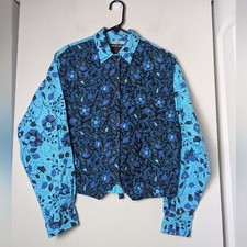 Usado, Frontier Crop Top Botão para Cima Azul Vintage Western Rodeio Anos 90 Cowgirl Floral Tamanho GG comprar usado  Enviando para Brazil