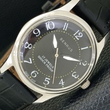 RELÓGIO MASCULINO SUÍÇO VINTAGE DE CORDA MANUAL BENRUS MOSTRADOR COR PRETA a500436-a comprar usado  Enviando para Brazil
