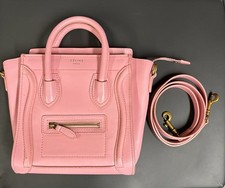 Bolsa de mão CELINE nano bagagem de couro com alça de ombro rosa flamingo em excelente estado usado comprar usado  Enviando para Brazil