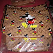 Nova Bolsa Padrão Mickey Mouse Marrom-Corrente e Alça Ajustável-Zip-Vinil-10"X8" comprar usado  Enviando para Brazil