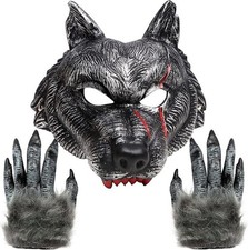 3 peças máscara de lobo de Halloween animal 3D máscaras de cabeça de lobisomem máscara e garras comprar usado  Enviando para Brazil