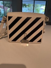 Bolsa clipe encadernador aba listra diagonal OFF-WHITE couro branco/preto comprar usado  Enviando para Brazil