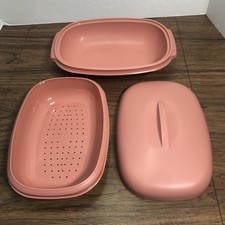 Usado, Vintage TUPPERWARE Dusty Rose Rosa 3 Peças Vaporizador de Alimentos para Microondas 6 Xícaras 1273-5 comprar usado  Enviando para Brazil
