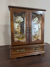 Vitral vintage estilo guarda-roupa de madeira estilo caixa de joias com gaveta comprar usado  Enviando para Brazil