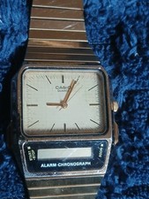 Używany rzadki model vintage Casio AQ-450G Zegarek kwarcowy Japonia Stal nierdzewna Tył na sprzedaż  PL