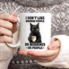 Caneca de café cerâmica gato preto engraçado 11 oz, reutilizável, lavável na máquina comprar usado  Enviando para Brazil
