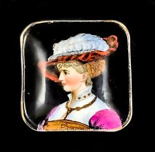 Antiguo 19C Alemán KPM Porcelana Pin Caja Plato Miniatura Placa Retrato Señora comprar usado  Enviando para Brazil