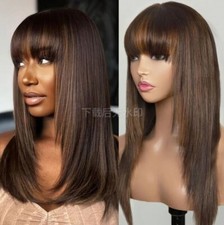  Peruca de cabelo humano com franjas destaque brasileiro peruca marrom sem renda comprar usado  Enviando para Brazil