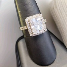 Anel de prata esterlina 925 corte radiante zircônia cúbica FAS 5 ct 11x9mm tamanho 9 comprar usado  Enviando para Brazil
