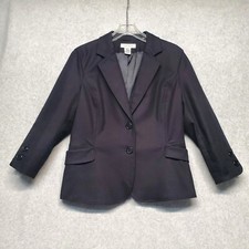 Jaqueta feminina Nine West 14 preta sólida dois botões forrada frontal algodão pesado, usado comprar usado  Enviando para Brazil