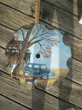 Disco de arado vintage 17,5" pintado à mão metal fazenda cena de cachorro de caça comprar usado  Enviando para Brazil