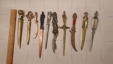 Lote abridor de carta latão item de mesa correio espada cowboy mulher nua espada antiga comprar usado  Enviando para Brazil