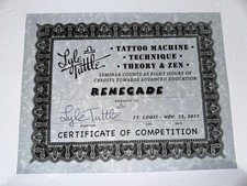 Tattoo award certificate for sale  Pensacola