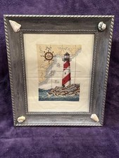 Arte em ponto cruz Coastal Lighthouse em moldura decorativa 11x13 comprar usado  Enviando para Brazil