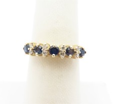 Anel redondo de ouro amarelo 14K com safira e diamante tamanho 6,25 comprar usado  Enviando para Brazil