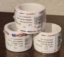 Três rolos de 100 selos USPS BANDEIRA 300 selos totais FRETE GRÁTIS comprar usado  Enviando para Brazil