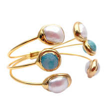 Usado, Y * Ying Cultivadas Branco Pérola Verde Amazonita Pulseira Bracelete feito à mão comprar usado  Enviando para Brazil