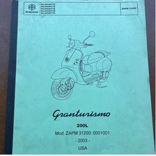 Piaggio Vespa 200L ZAPM 31200 Granturismo GT200 Scooter Parts Catalog Manual segunda mano  Embacar hacia Mexico