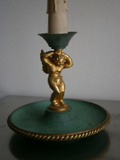 Pied de lampe "Cupidon" Bronze doré Vert antique Design 1950 Luminaire Ancien comprar usado  Enviando para Brazil