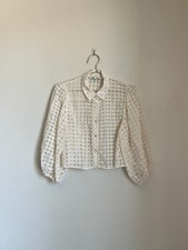 Blusa de organza floral margarida transparente feminina Zara branca tamanho XS, usado comprar usado  Enviando para Brazil
