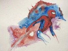 Aquarelle spiderman 56x76cm d'occasion  Mouy