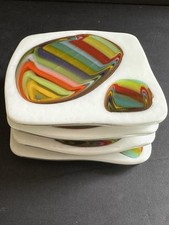 Juego de 4 posavasos de vidrio fundido firmados artesanalmente abstractos Mod J. Collins 2018 segunda mano  Embacar hacia Mexico