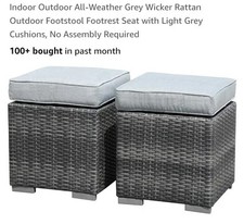 Pátio externo otomano 15" aço vime sem marca com almofada cinza claro (2 peças), usado comprar usado  Enviando para Brazil