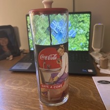 Dispensador de canudo de vidro vintage anos 80 Coca-Cola estilo anos 50 “Have a Coke” comprar usado  Enviando para Brazil