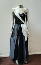 VESTIDO MAXI FORMAL ART DÉCO 80S VINTAGE ALTA COSTURA PRETO BRANCO DRAPEADO SEM ALÇAS TUILLE 9 comprar usado  Enviando para Brazil