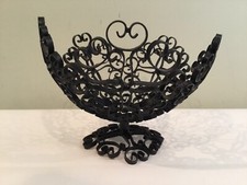 Vintage Ferro Forjado Scroll Metal Pedestal Fruit Bowl Cesta Peça Central Espanha 2 comprar usado  Enviando para Brazil