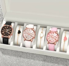 Paquete de 6 elegantes relojes y joyas de cuarzo para mujer de cuero sintético MLA-T0050 segunda mano  Embacar hacia Mexico