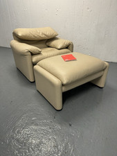 Poltrona Cassina Maralunga + escabelo Magistretti sofá cadeira couro sofá comprar usado  Enviando para Brazil