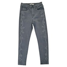 Jeans Levis Feminino Mile High Super Skinny Tamanho 29 Preto Detalhe cravejado Novo sem etiquetas comprar usado  Enviando para Brazil