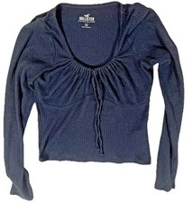 Hollister Abercrombie Feminino Top Babydoll Médio Y2K Preto Gravata Sedutora Frente, usado comprar usado  Enviando para Brazil