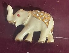 Broche de elefante esmaltado branco tom dourado Estate cobertor de strass comprar usado  Enviando para Brazil