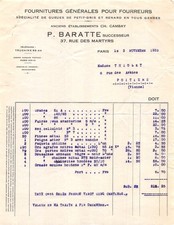 Facture 1933 fournitures d'occasion  France