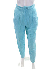 Calça casual Weekend Max Mara feminina algodão detalhe plissado azul água tamanho 6, usado comprar usado  Enviando para Brazil