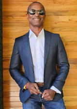 Blazer esportivo Zara masculino mistura de lã azul marinho ventilação dupla costurado lapela 36R comprar usado  Enviando para Brazil