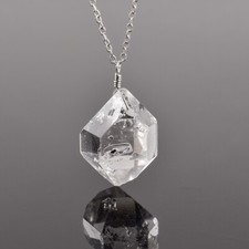 Colar pingente de cristal de quartzo diamante natural bruto Herkimer prata esterlina 925 comprar usado  Enviando para Brazil