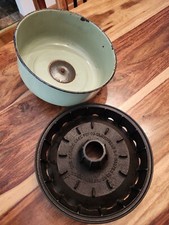 Panela Master Bake (Batata) de ferro fundido, tampa de abacate esmaltada, Bloomfield, NJ, c.1918 comprar usado  Enviando para Brazil